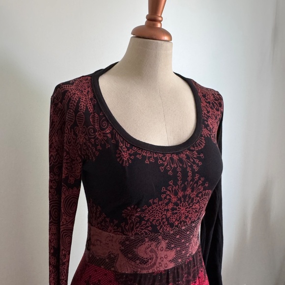 Desigual - Black And Red Long Sleeve Dress - Picture 2 of 14